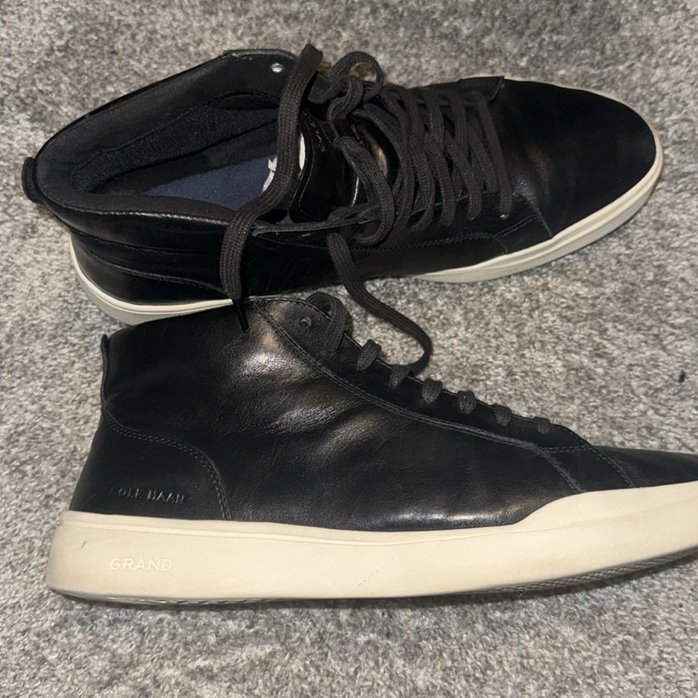 Cole Haan Men's Grand Crosscourt Modern Black and White Hight Top Sneakers - Picture 3 of 5